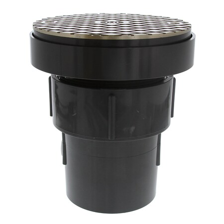 Jones Stephens 3inX4in LevelBest Complete Pipe Fit Cleanout System, 3-1/2in Plastic Spud, 6in Nickel Bronze Cover C59104